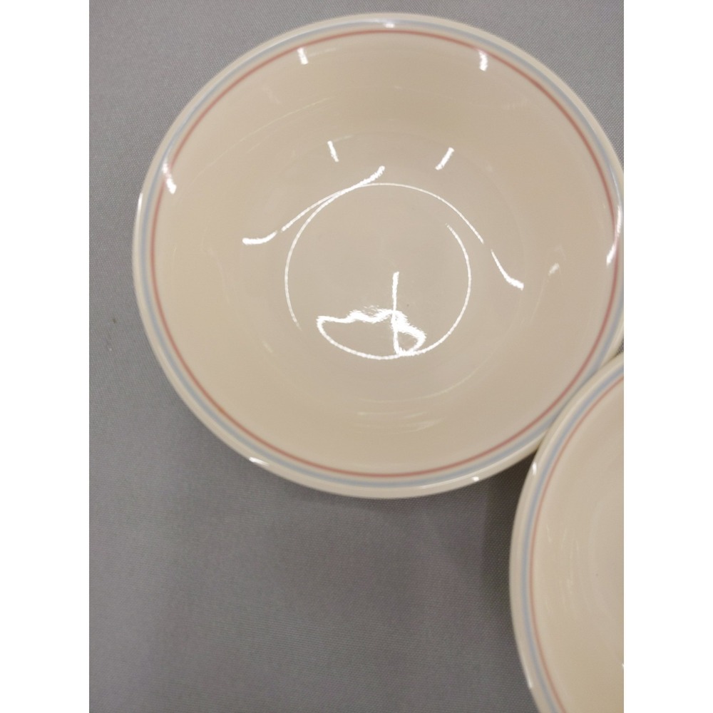 Corelle English Breakfast 6 1/4" Cereal Bowls Lot of 2 Pink & Blue Stripes - Picture 3 of 8